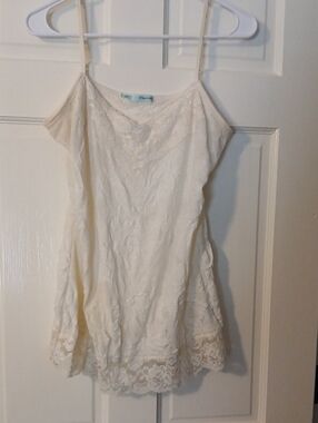 Maurice's Cream Lace-Trim Cami/Tank Top